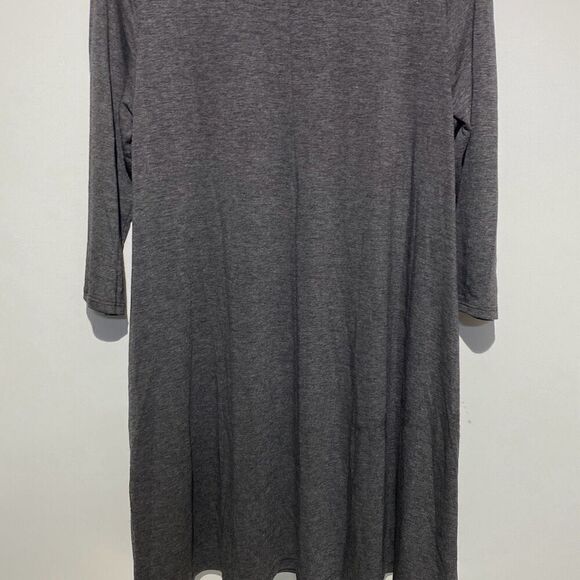 Zenana Premium Womens Gray Heather Crew Neck 3/4 Sleeve Mini T-Shirt Dress Large - Picture 6 of 8